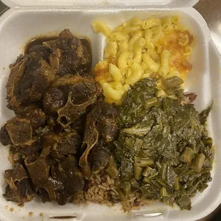 Large Oxtail, Collard Greens, Mac and Cheese