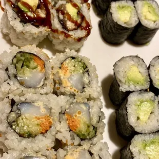 a variety of sushi on a plate