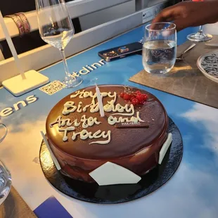We were surprised with a birthday cake from Nikki while on dinner in the sky Athens.
