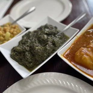 Chana Masala, Potato Curry a la Carte, Spinach a la Carte