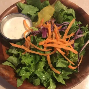 Salad accompanied with dinner entree