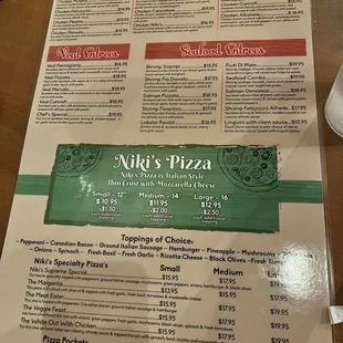 menu