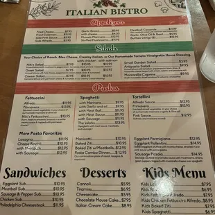 menu