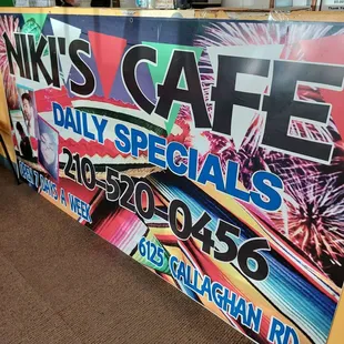 a sign for the restaurant