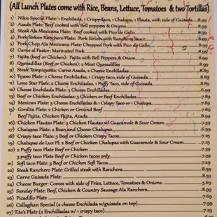 Lunch Plate Menu All Day!