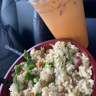 Fried rice and Thai Tea
