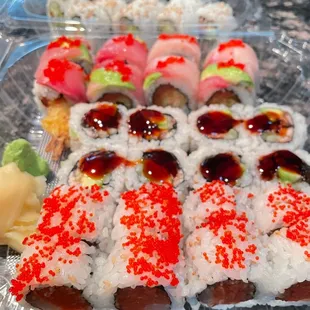 Delicious specialty rolls including  Unagi (eel)