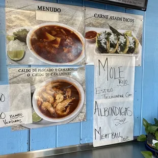 a menu of mexican food