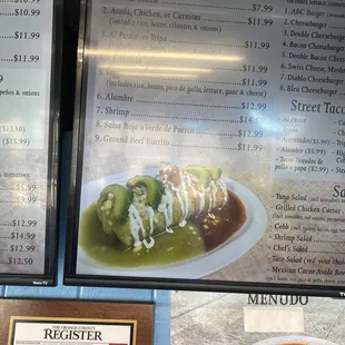 a menu for lunch burritos