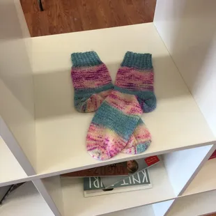 Some of our hand dyed yarn, which you can create in one of our classes.