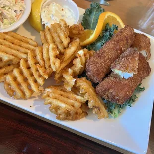 Dry fish and waffle fries