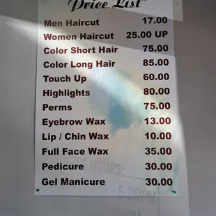 Price list as of 5/9/24