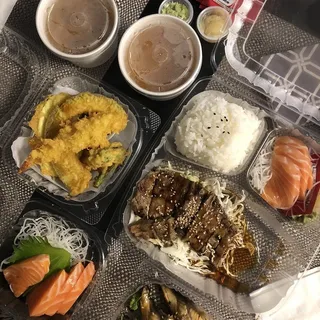 6. Beef Teriyaki, Sashimi & Tempura