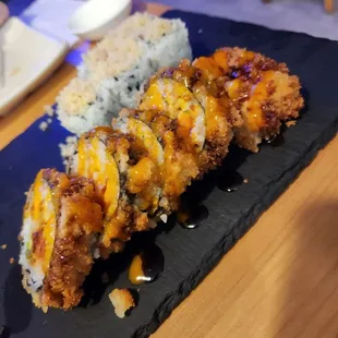 a closeup of the sushi