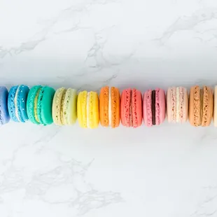 a rainbow of macarons