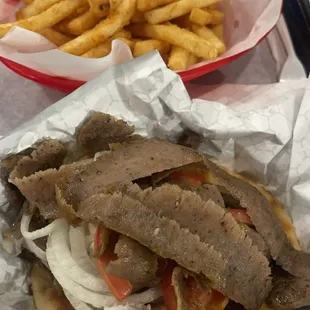 Gyro Sandwich and fries