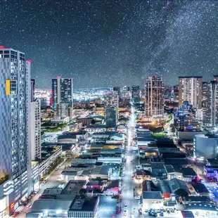Night time Photography of Neighborhood Kaka'ako and surrounding Buildings