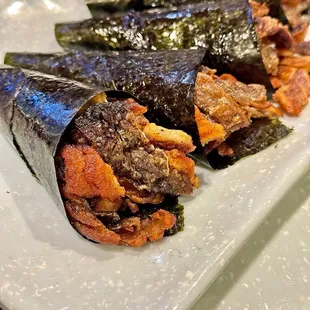 Salmon Skin Hand Rolls