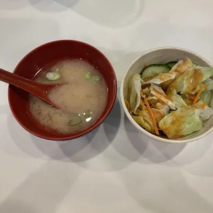 Miso soup and sesame side salad - both were yummy! Loved the sesame dressing. (6.2.23)