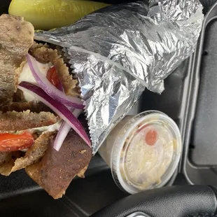 Lamb and Beef Gyro sandwiche
