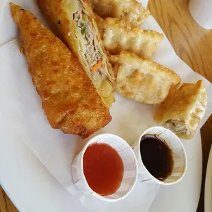 Pot stickers and egg roll