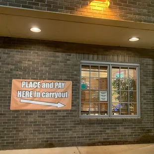 Carryout has a separate entrance in back