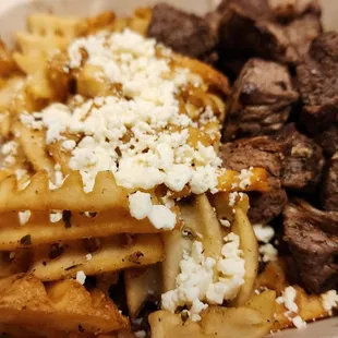 Lamb Souvlaki w/Greek fries &amp; feta ($22, 1/27/24)