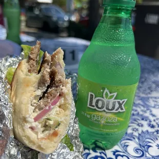 Traditional Gyro and Greek-ified Sprite made with sugar instead of HFCS