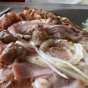 Ham sausage and onion