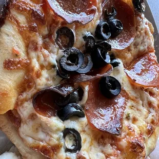 Pepperoni and black olives