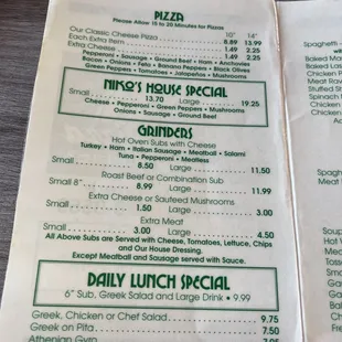 menu