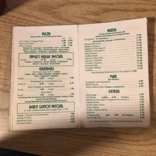 The menu