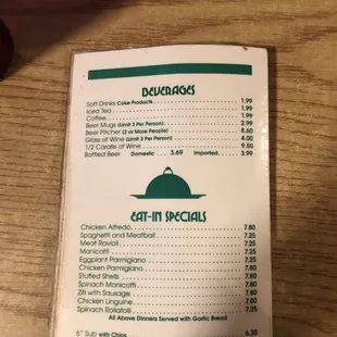 menu