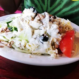 Salad with blue cheese dressing