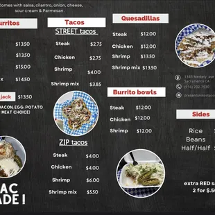 a menu for a restaurant