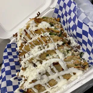 a close up of a tray of food
