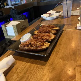 Potato skins and pulled pork