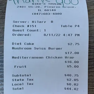 $5 for a side of fruit.