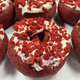 Red Velvet iced with our sweet cream cheese frosting and topped with red velvet crumble! Coming Back Valentines Day 2033