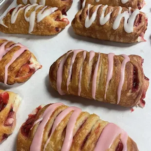 One of my personal favorite specialties- strawberry cream cheese croissant with white and strawberry drizzle