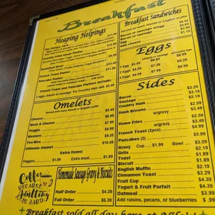 Menu as of June 16, 2023