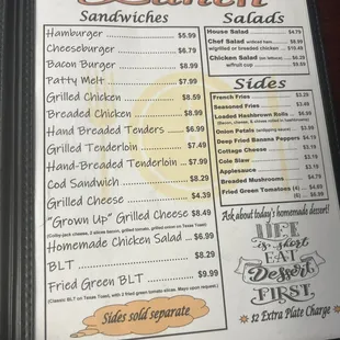 menu