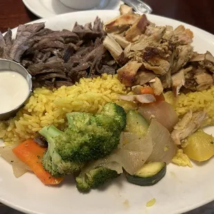 Chicken shawarma and beef shawarma platter