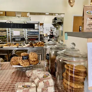 a display of baked goods