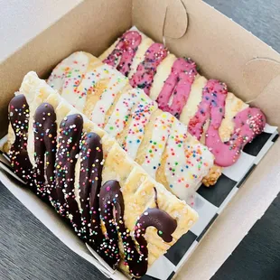 Box of pop tarts, one of each (one is hiding behind the Nutella)