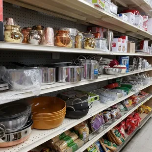 shelves of various items
