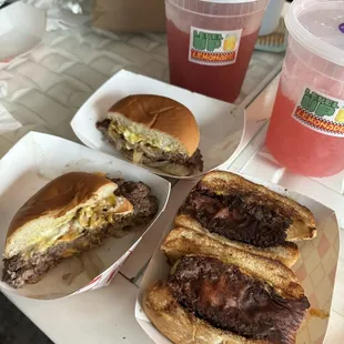 a variety of food items on a table