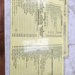 menu