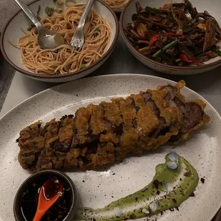 Short Rib Wellington, Beef Ban Ban Noodles and Mushrooms