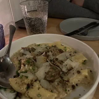 Butternut Squash Agnolotti with Braised Leg of Lamb